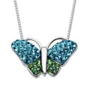 New 925 Sterling Swarovski Butterfly Necklace